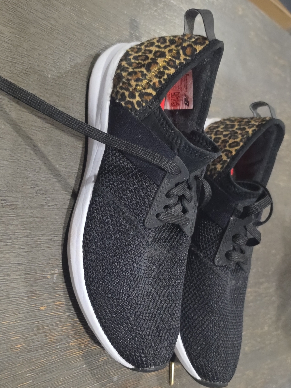 New Balance Running Shoes  with Memory Foam & Leopard Heel Accent